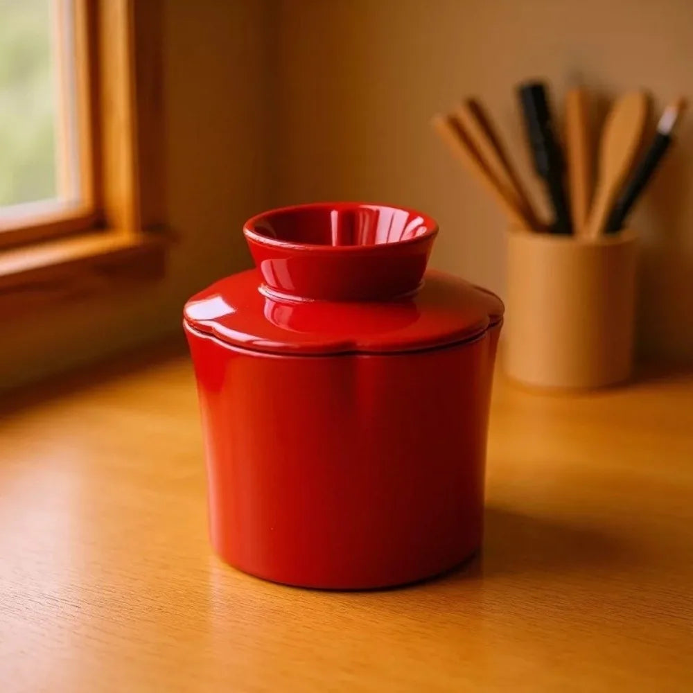 Flower-Shaped Ceramic Butter Jar