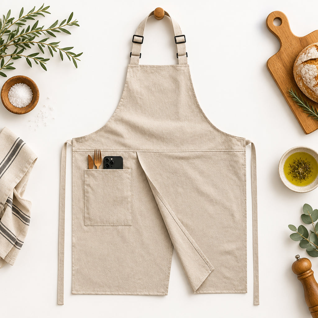 Cotton Linen Kitchen Apron