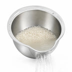 Stainless steel rice washing bowl draining water