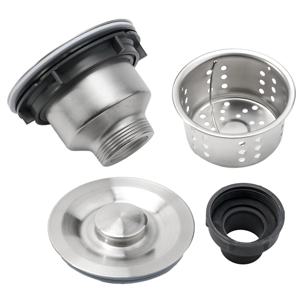 Stainless steel sink drain strainer with removable basket