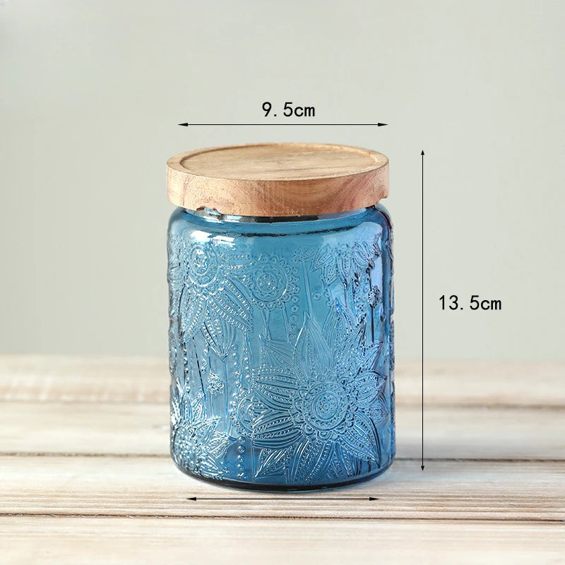 Glass Kitchen Storage Jar with Wood Lid