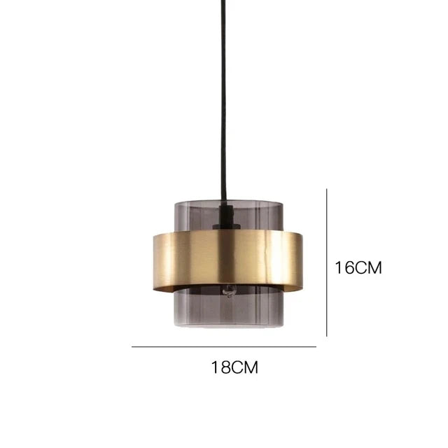 Suspension nordique en verre | Design moderne cylindrique en laiton