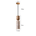 Wabi-Sabi Travertine & Wood Pendant Light | Japanese Minimalist Bedside Lighting