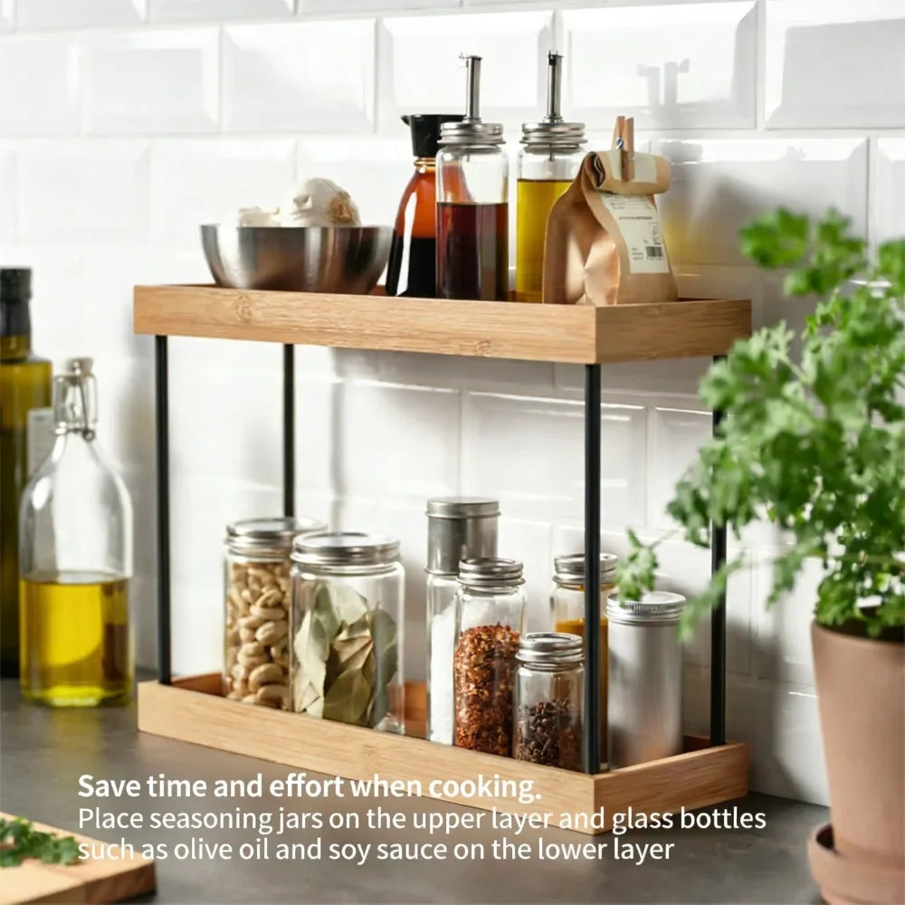Two-Tier Bamboo Spice Rack