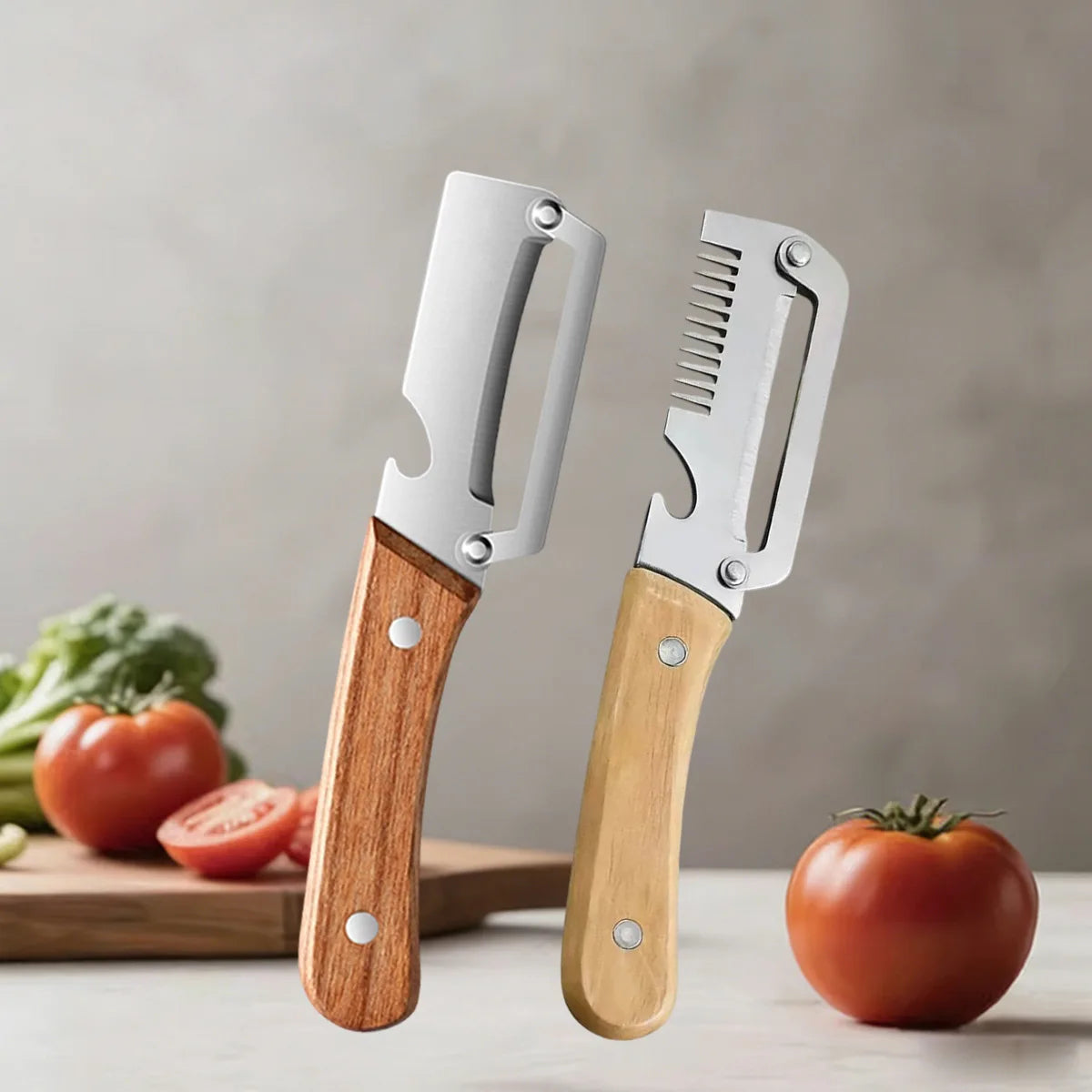 Wooden-Handled Vegetable Peeler
