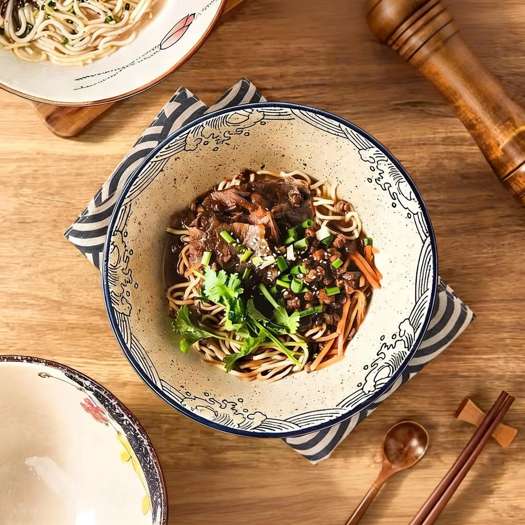 Japanese-Style Ceramic Pasta Bowls, Set of 2