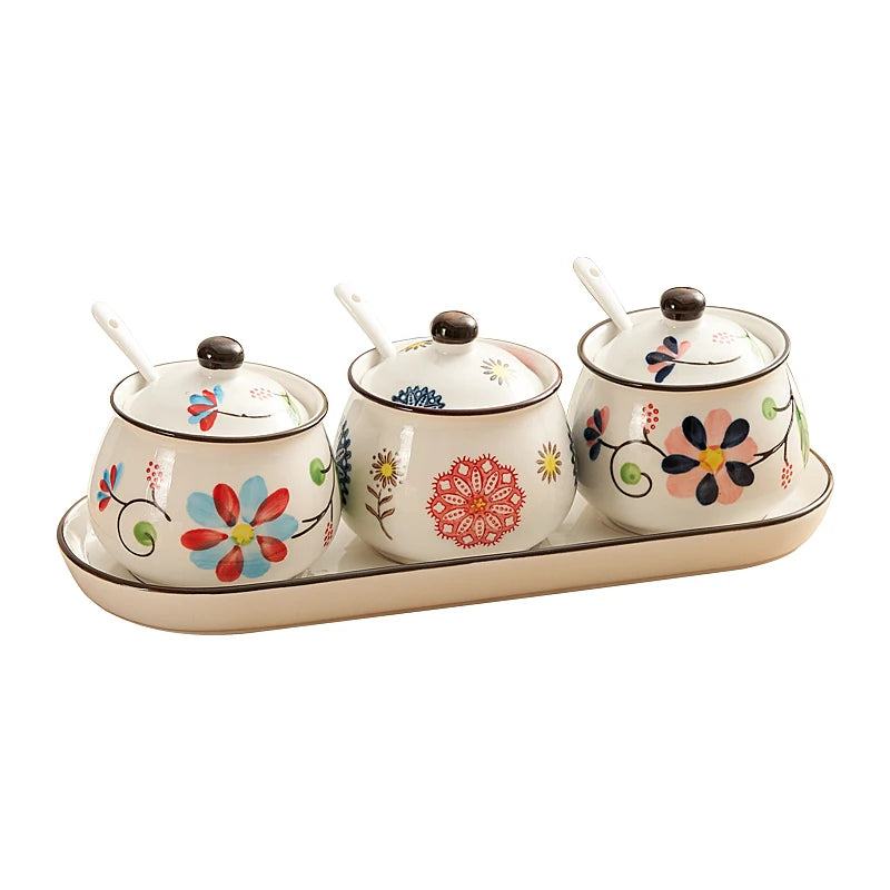 Hand-Painted Ceramic Spice Set
