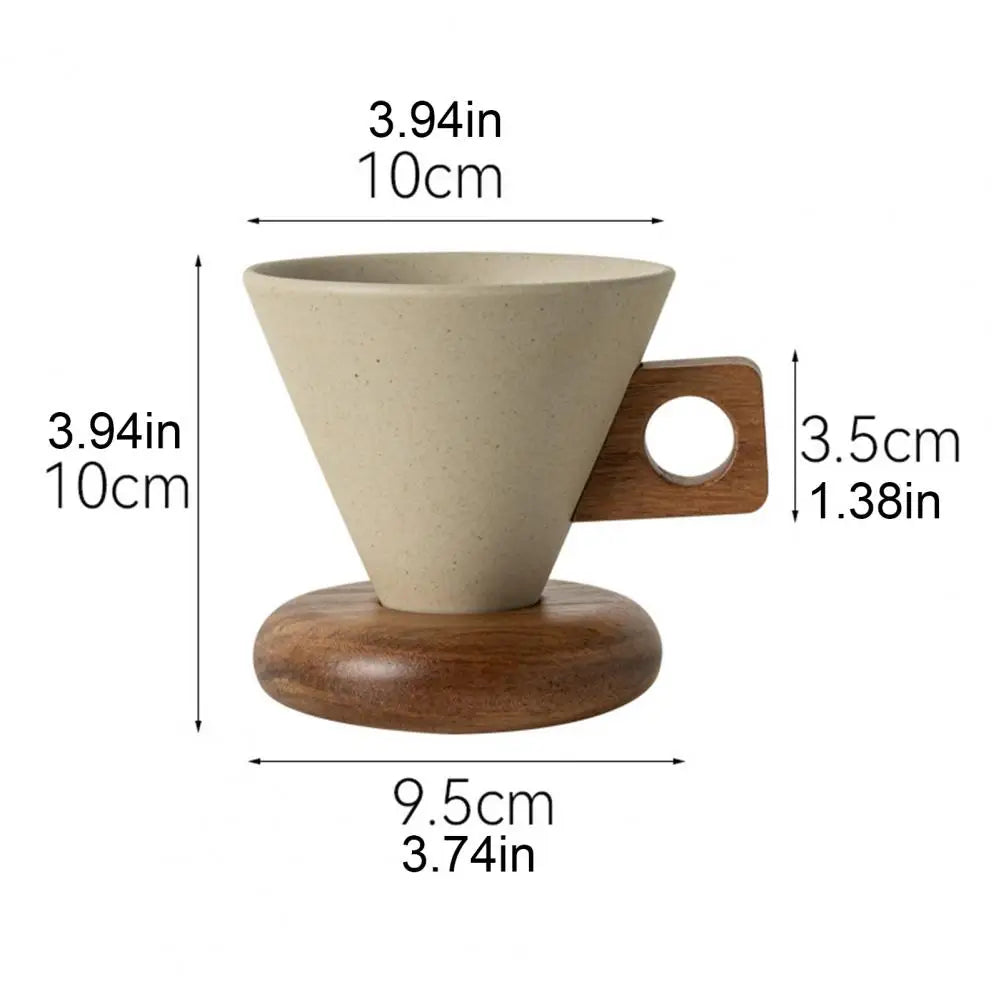 Ceramic Coffee Mug with Wooden Handle