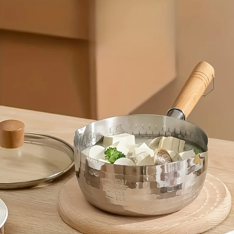 Stainless Steel Milk Pan with Wooden Handle