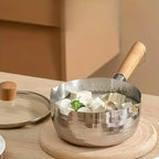 Stainless Steel Milk Pan with Wooden Handle