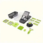 Light green vegetable chopper with blade inserts