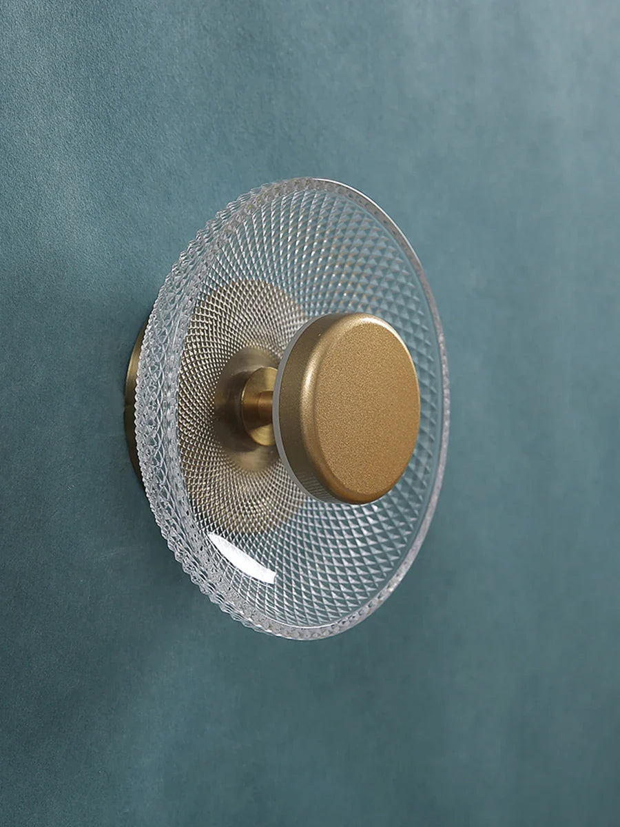 Applique murale moderne en verre coloré | Disque LED texturé