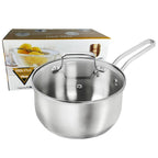 Tri-Ply Stainless Steel Saucepan with Strainer Lid