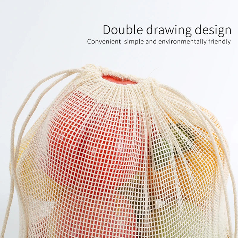 Cotton Mesh Produce Bags, Set of 3
