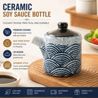 Ceramic seasoning jars on a wooden tray