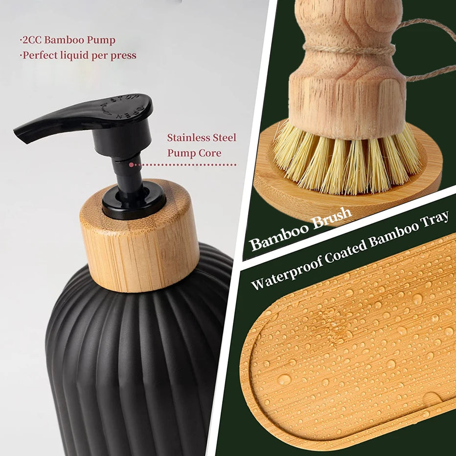 Black Soap Dispenser Set