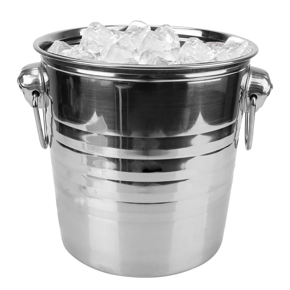 Stainless steel ice bucket with handles