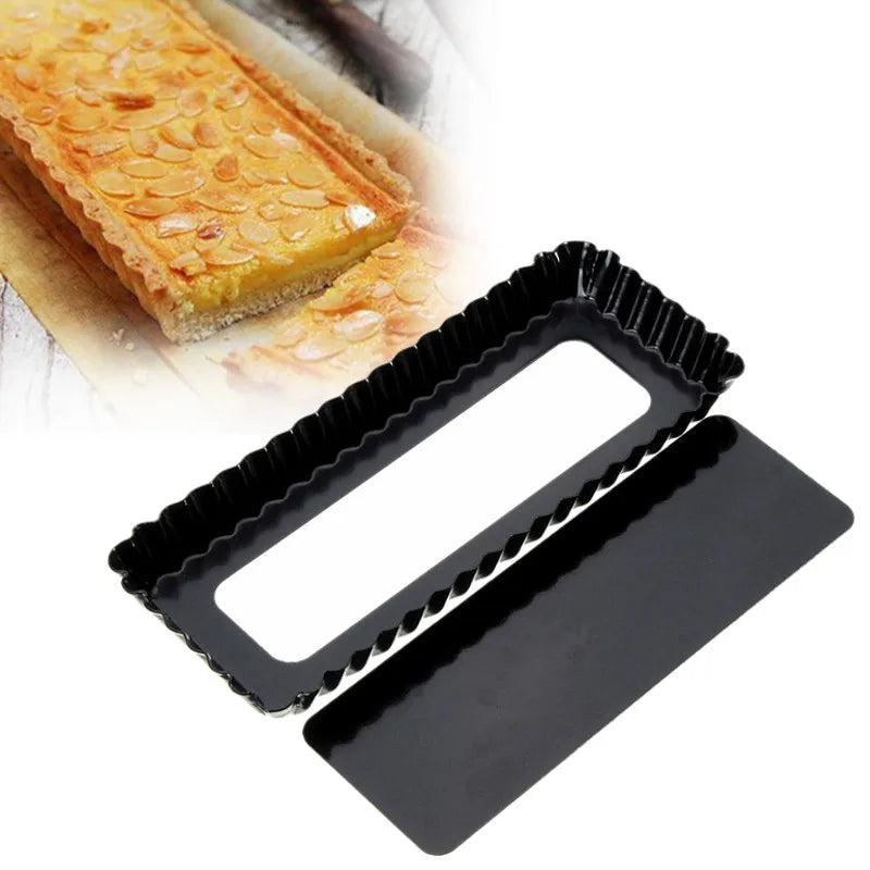 Rectangular fluted tart tin with removable base
