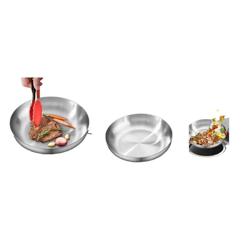 Uncoated Stainless Steel Frying Pan