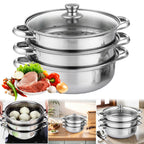 Three-Tier Stainless Steel Steamer Pot