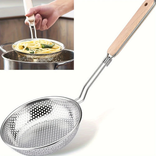 Fine mesh skimmer with wooden handle