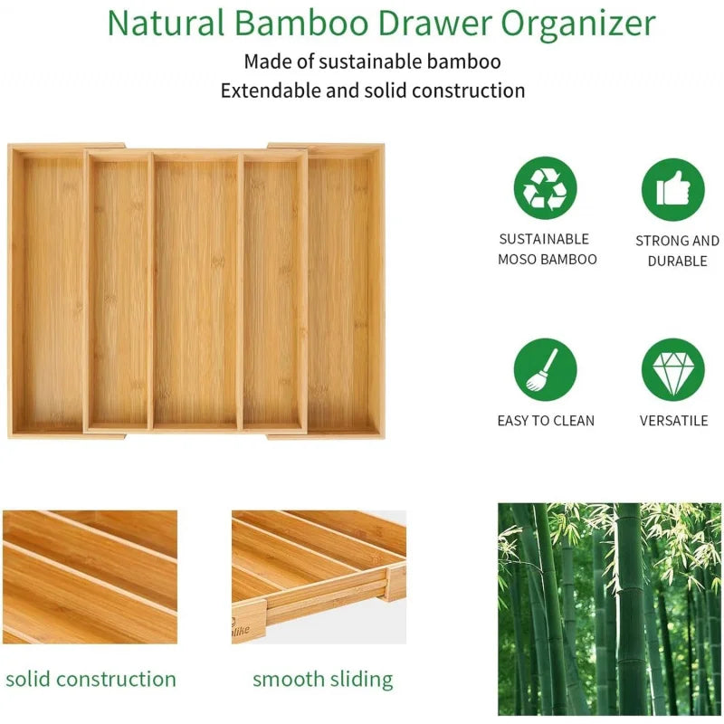 Expandable Bamboo Drawer Organiser