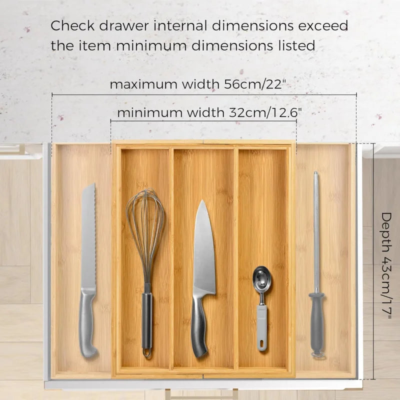 Expandable Bamboo Drawer Organiser