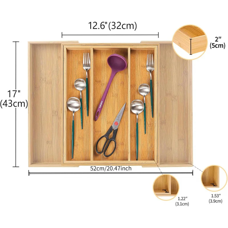 Expandable Bamboo Drawer Organiser