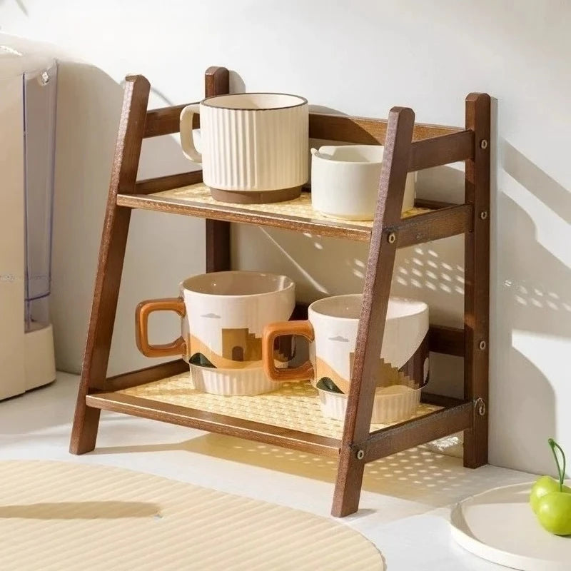 Two-Tier Bamboo Countertop Shelf