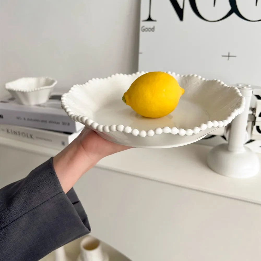 Pearl-Edge Ceramic Plates & Bowls