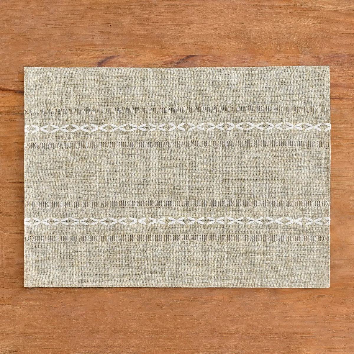 Hemstitched Cotton Linen Placemats, Set of 4
