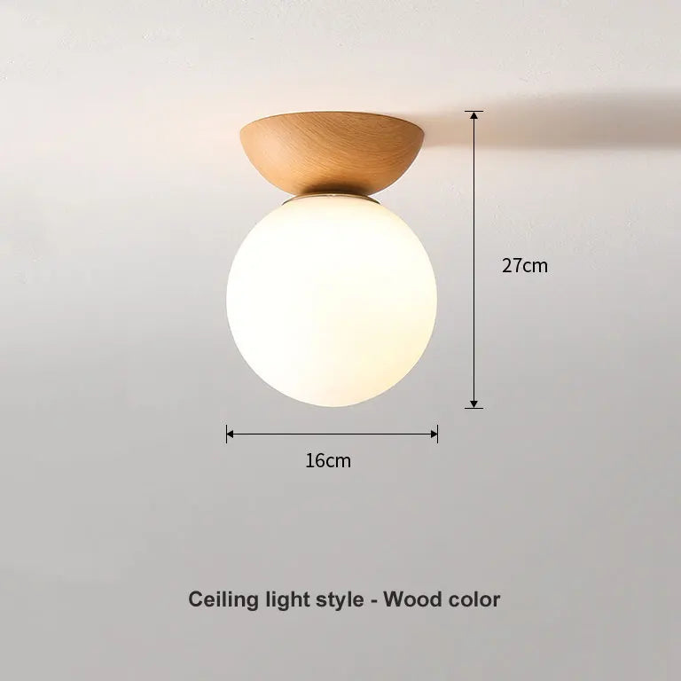 Plafonnier et suspension moderne en verre soufflé nordique | Finition bois