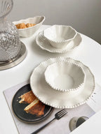 Pearl-Edge Ceramic Plates & Bowls