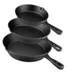 Pre-seasoned cast iron skillets in four sizes