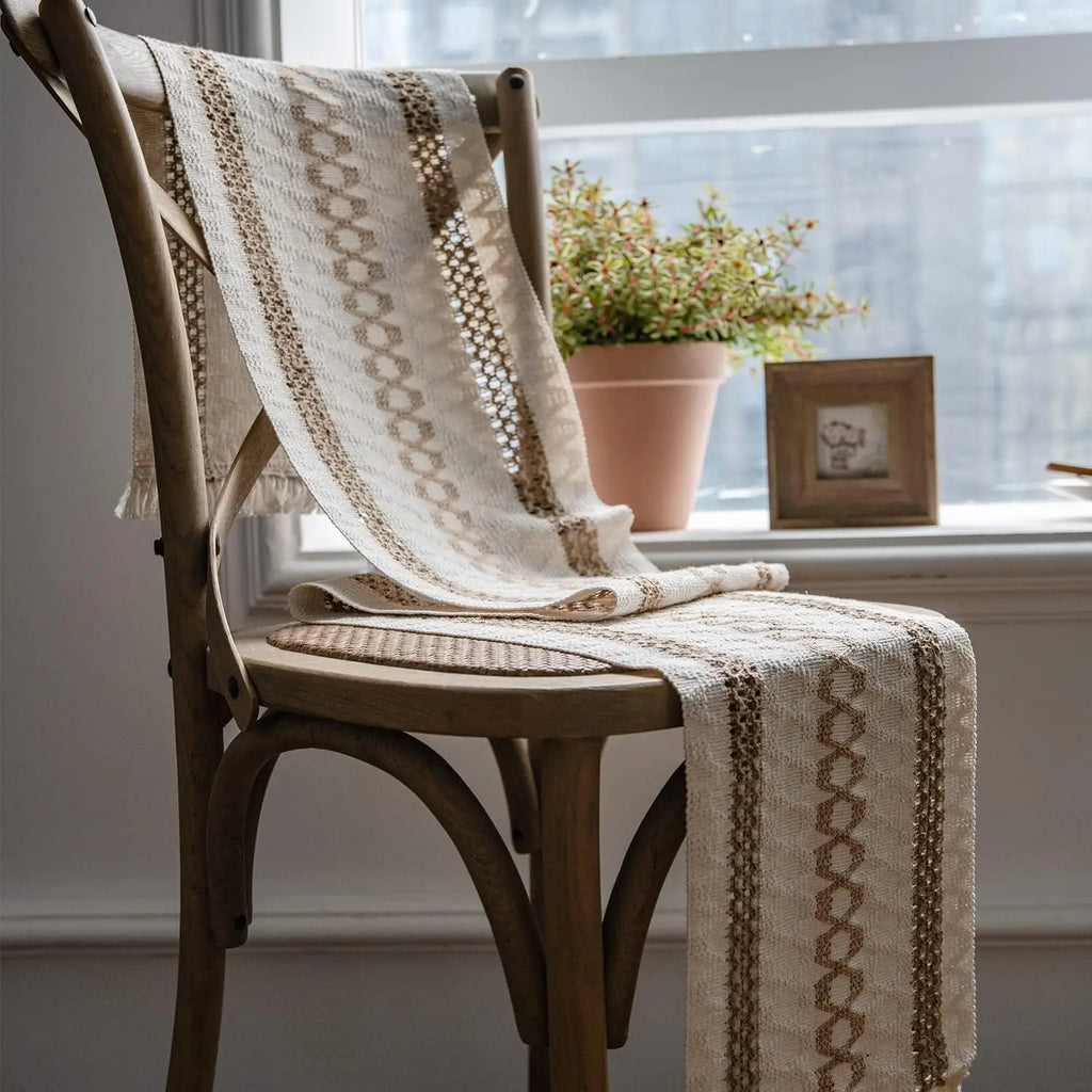 Tasselled Cotton Linen Table Runner