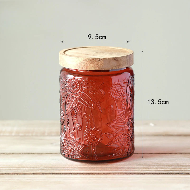 Glass Kitchen Storage Jar with Wood Lid