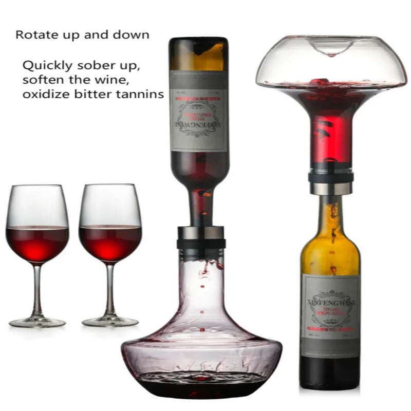 Glass wine decanter with red wine