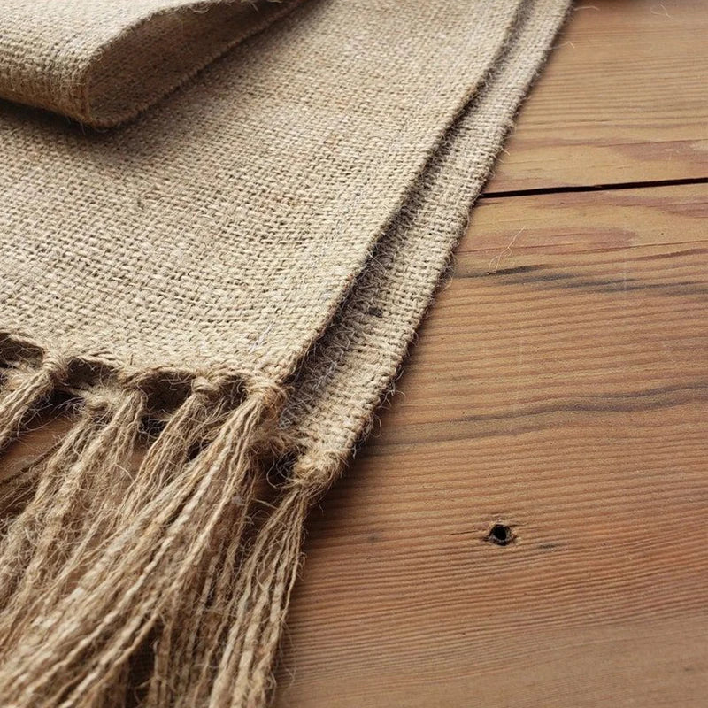 Natural Jute Table Runner with Tassels