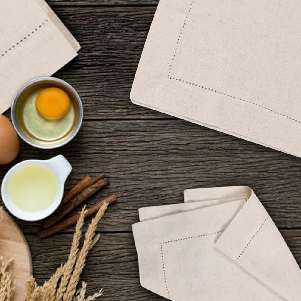 Hemstitched Linen Napkins, Set of 6