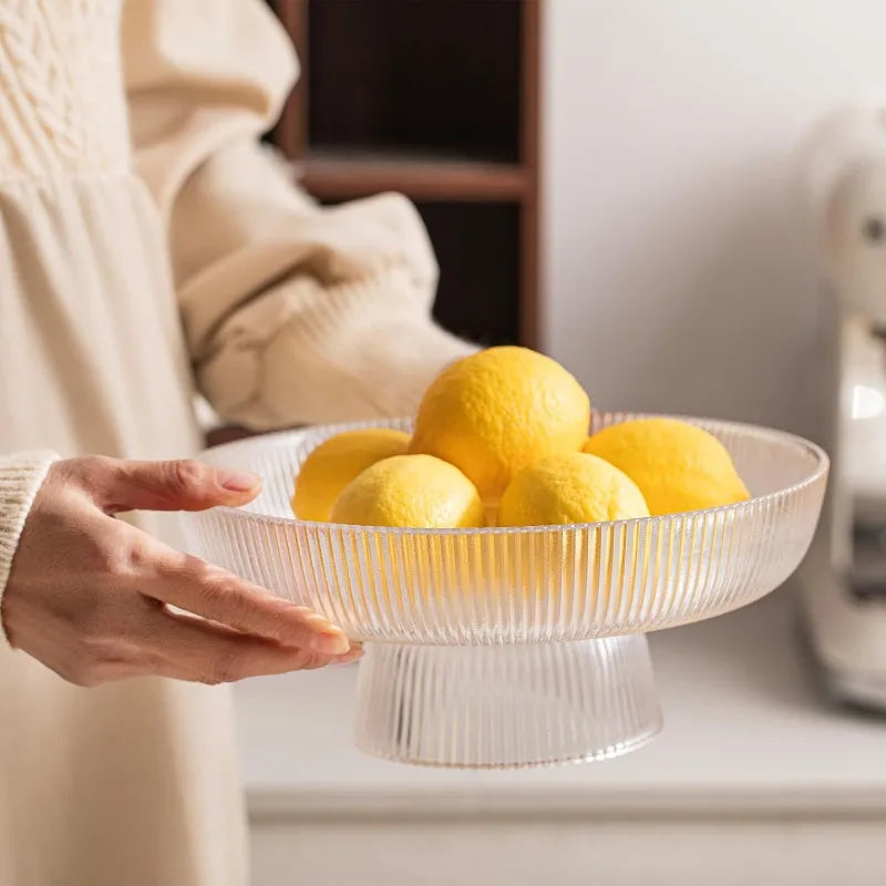 Ribbed Glass Fruit Bowl