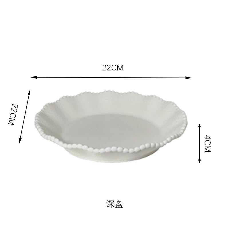 Pearl-Edge Ceramic Plates & Bowls