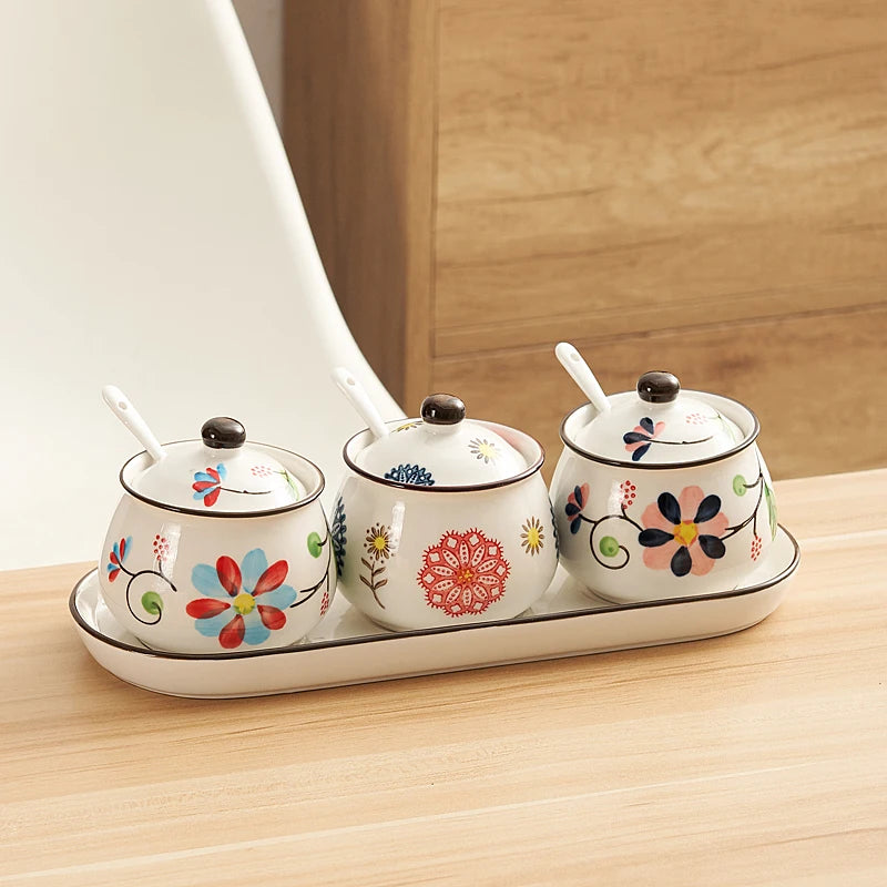 Hand-Painted Ceramic Spice Set