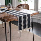 Tasselled Cotton Linen Table Runner