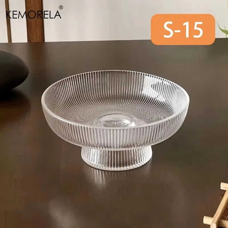 Ribbed Glass Fruit Bowl
