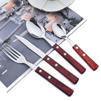 Wooden-Handled Cutlery Set, 24 Pieces