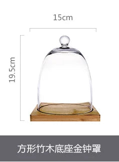 Ceramic Cake Stand with Wooden Base