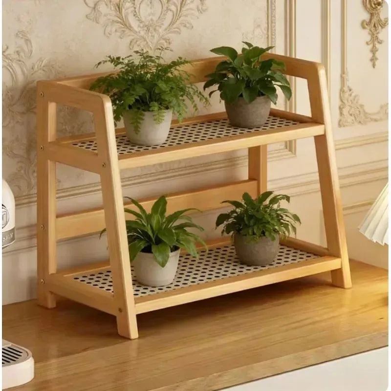 Two-tier bamboo countertop shelf