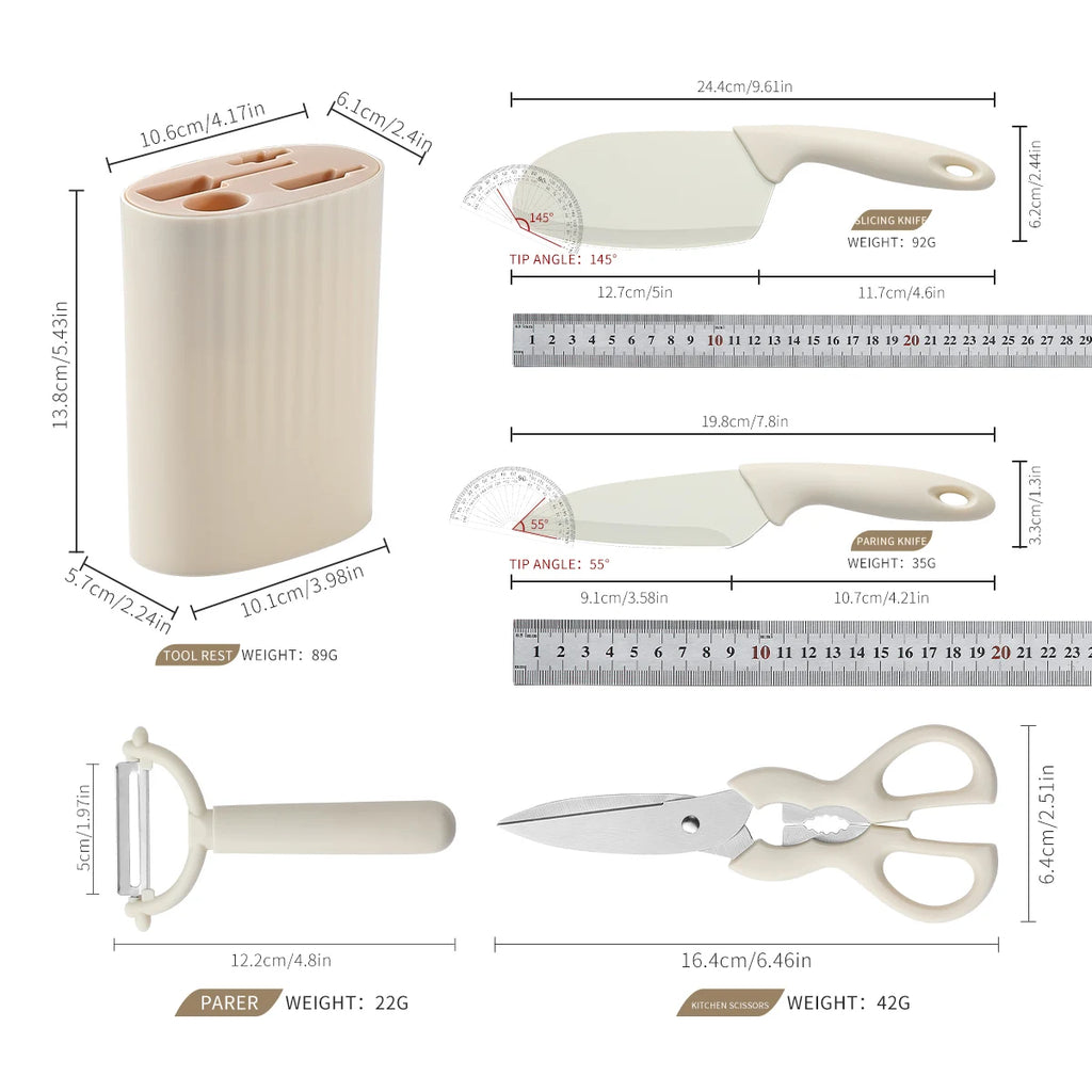 Five-Piece Knife and Scissors Set with Holder