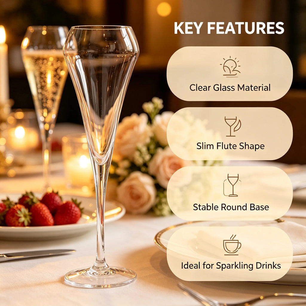 Crystal Champagne Flutes, 210ml