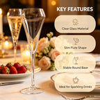 Crystal Champagne Flutes, 210ml